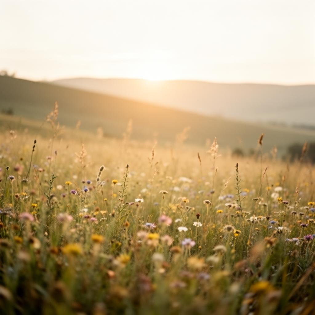 Wildflower meadow at golden hour
